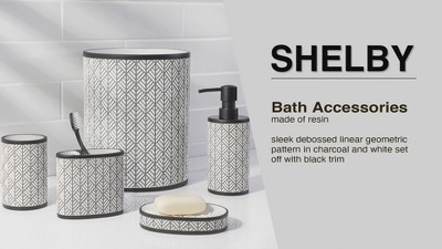 Shelby Charcoal and White Resin Geometric Toothbrush Holder