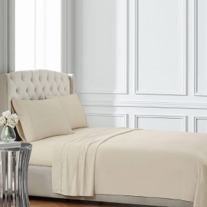 Badgley Mischka 3pc Twin 310 Thread Count Cotton Sateen Sheet Set Tan - 1 of 4