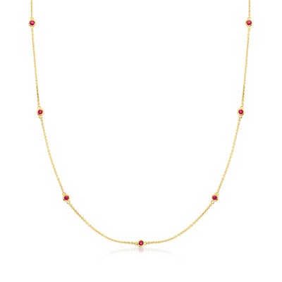 Pure Collection by Ross-Simons 0.30 ct. t.w. Ruby Station Necklace in 14kt Yellow Gold Size 18