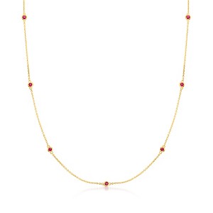 Pure Collection by Ross-Simons 0.30 ct. t.w. Ruby Station Necklace in 14kt Yellow Gold Size 18 - 1 of 4
