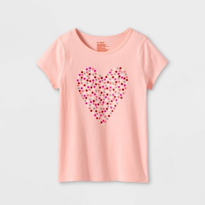 Girls' Adaptive Valentines Day Short Sleeve T-Shirt - Cat & Jack™ Pink