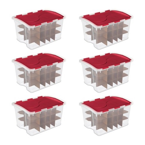 Sterilite 48 Quart Stackable Holiday Christmas 45 Ornament Storage Box :  Target