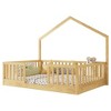 Twin/Full Size Montessori Bed Floor Bed Platform Bed Frame Toddler Bed Kid House Bed with Light & High Rails - ModernLuxe - 4 of 4
