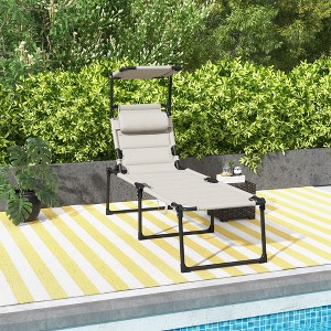 Sevobal Patio Chaise Lounges, Portable Foldable Lounge Chair, Adjustable Angle Multifunctional Patio Lounge Chair, White, 27.5"*78.75"*37.75" - 1 of 4