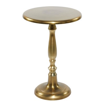 Gold Aluminum Round Pedestal Accent Table, 19"