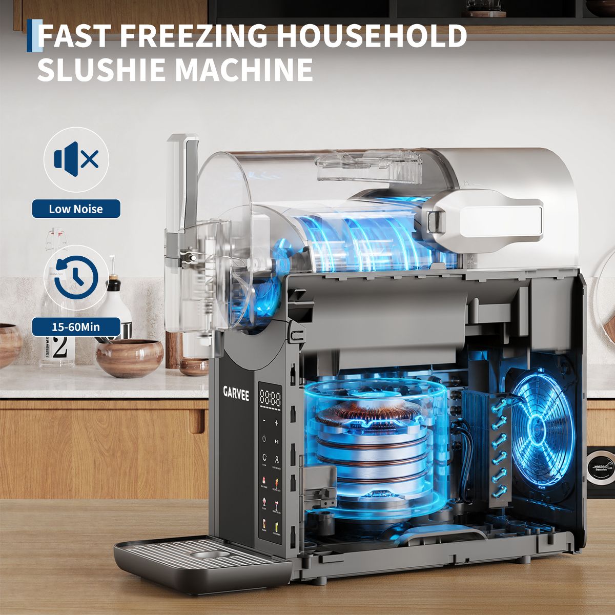 Garvee Frozen Slushy Drink Machine for Home & Parties - Make Margaritas, Frappés & Smoothies, Durable ABS - thumbnail 6
