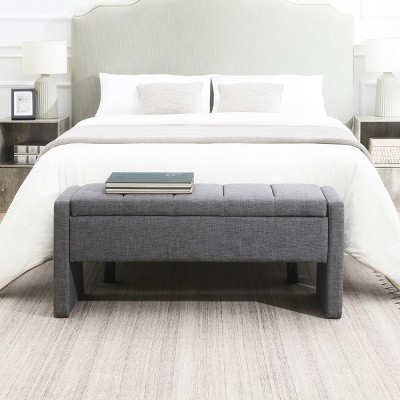 Modern Bed End Bench,Linen Upholstered Bedroom Bench,Window Vanity Bench With Large Storage Space For Bedroom,Living Room,Dorm-Cuddlewood