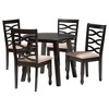 Baxton Studio Ruby Modern Beige Fabric and Dark Brown Finished Wood 5-Piece Dining Set - 2 of 4