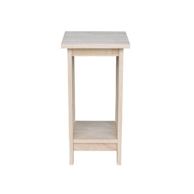 Unfinished Parawood 24" Mission Plant Stand with Lower Shelf