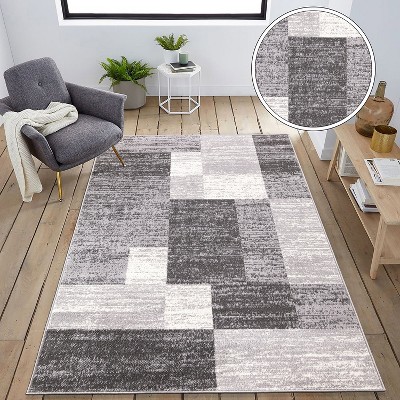 Gray Geometric Easy Care Synthetic Area Rug 8' x 10'