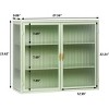 Removable Wall Cabinet, 24''X27'' Double Windowpane Glass Doors Over The Toilet Bathroom Wall Cabinet Adjustable Shelves, Tempered Glass + Iron - 2 of 4