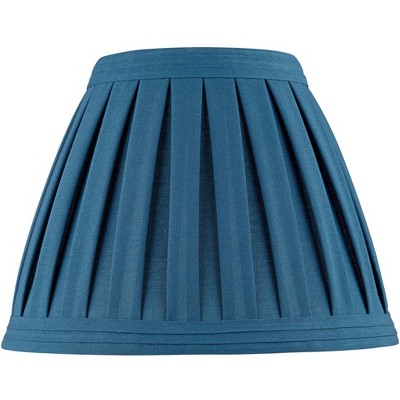 Springcrest Deep Blue Teal Linen Box Pleat Medium Empire Lamp Shade 7" Top x 14" Bottom x 11" Slant x 11" High (Spider) Replacement