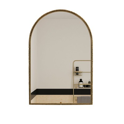 SEVOBAL Bathroom Vanity Mirrors Arched Wall Mirror Sturdy Metal Frame and Shatterproof Glass Long-Lasting Durability, Gold, 24.02"*0.98"*35.83"
