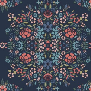 RoomMates Medallion Floral Peel and Stick Wallpaper Blue: Self-Adhesive Vinyl, Botanical Pattern, 30.8 Sq Ft Coverage - 1 of 4
