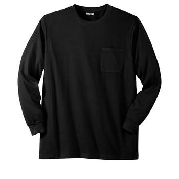 KingSize Men's Big & Tall Shrink-Less Lightweight Long-Sleeve Crewneck Pocket T-Shirt