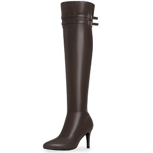 BLISSFUL STEP Pointed Toe Over the Knee High Zipper Stiletto High Heel Boots for Women - 1 of 4
