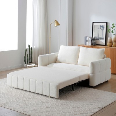 NicBex Couches for Living Room 3-Seater Sofa 3 in 1 Pull Out Couch Bed Comfy Teddy Upholstered Sofa with Chaise for Bedroom