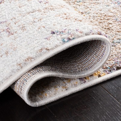 Ivory Beige Abstract Distressed Synthetic Area Rug 4'5" x 6'5"