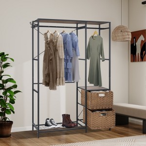 Aortzio Closet Rack With 2 Wicker Drawers And Storage Shelves,Heavy Duty Garment Rack Coat Rack Closet Organizer - 1 of 4