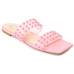 Journee Collection Womens Katari Tru Comfort Foam Slide Low Block Heel Sandals Pink 8 - 1 of 4