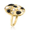 Ross-Simons Onyx, Mother-Of-Pearl and 0.19 ct. t.w. Lab-Grown Diamond Ring in 18kt Gold Over Sterling - 3 of 4
