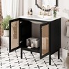 Kumasinova 30" Bathroom Vanity,Cabinet with Handmade Rattan Doors,Ceramic Sink,Soft-Closing Mechanism,Gold Accents,Storage Vanity for Bathroom - 2 of 4