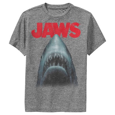 Jaws Boy's Shark Teeth Poster T-Shirt Gray