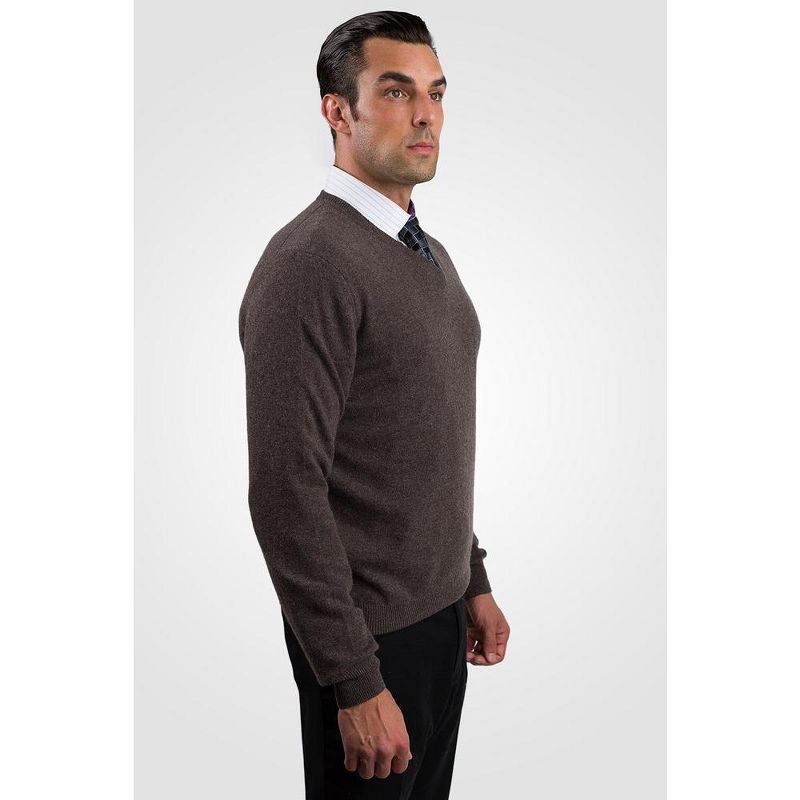 JENNIE LIU Men's 100% Pure Cashmere Long Sleeve Pullover V Neck Sweater, 2 of 5