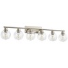 POWLIG 42.12" Nickel Bathroom Vanity Light - Modern 6-Light Dimmable Fixture with Clear Glass Shades for Powder Room, Makeup Vanity - 3 of 4