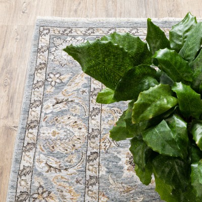 Maharaja Blue and Ivory Synthetic Traditional Area Rug 5'3" x 7'6"