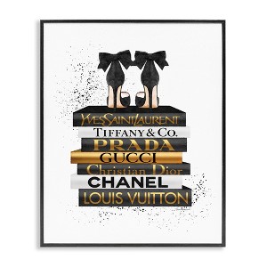 Stupell Industries Black Gold White Glam Bookstack, 24" x 30" - 1 of 4