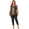 Women's Plus Size Metallic Glitter Shiny Square Neck Sleeveless Club Party Tank Tops - Agnes Orinda 2X Gold - 3 of 4