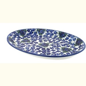 Blue Rose Polish Pottery 13K WR Unikat Oval Dish - 1 of 1