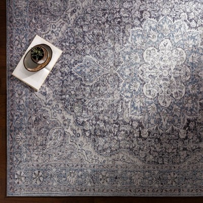 Colin Light Blue Chenille 6'7"x9' Easy-Care Rectangular Rug
