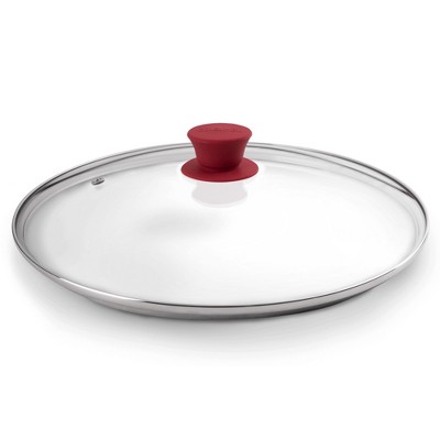 Cuisinel Glass Lid with Steam Vent - 12"-Inch, Compatible with Lodge Cast Iron Skillets - Universal Tempered Replacement Cover, Oven Safe.