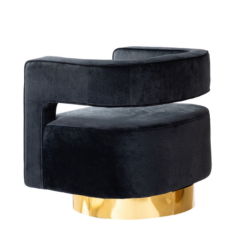Velvet Edise Swivel Barrel Chair Living Room Accent Chair with Metal Base  | Karat Home, 4 of 11
