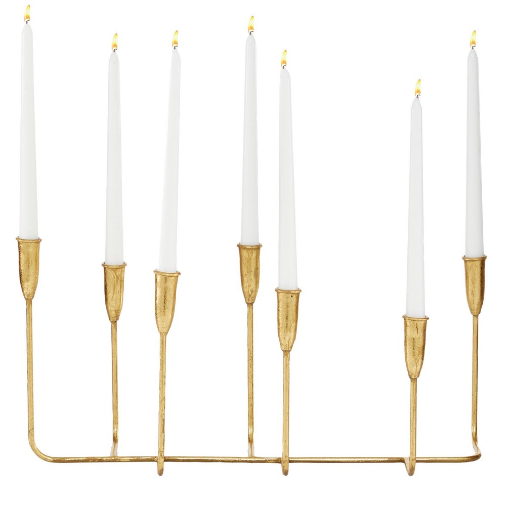 Photos - Figurine / Candlestick Contemporary Metal Candle Holder Gold - CosmoLiving by Cosmopolitan