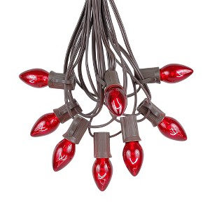 Novelty Lights 25 Feet C7 Christmas String Light Set, Vintage Holiday Hanging Light Set, Brown Wire - 1 of 4
