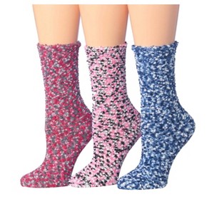 Tipi Toe Women's 3-Pairs Cozy Microfiber Anti-Skid Velvet Dreams Patterned Fuzzy Crew Socks Slipper - 1 of 4