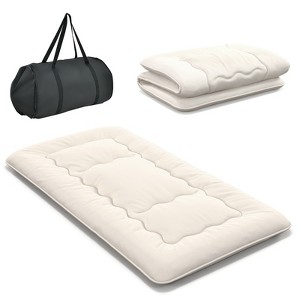 Costway Full/King/Queen/Twin Futon Mattress Japanese Floor Sleeping Pad Washable Cover Carry Bag Beige - 1 of 4