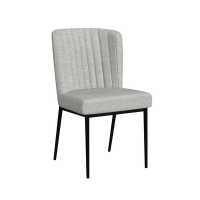 Light Gray Textured Velvet Upholstered Dining Chair with Metal Legs
