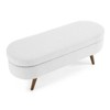 VisioGear Oval Ottoman, Storage Bench with Wood Legs for Living Room, White, 43.5"*16"*16" - 2 of 4