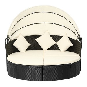 BestMassage Round Wicker Patio Daybed for Backyard Porch Patio or Poolside - 1 of 4