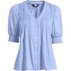 Lands' End Women's Button Pintuck Puff Sleeve Top - 3 of 3