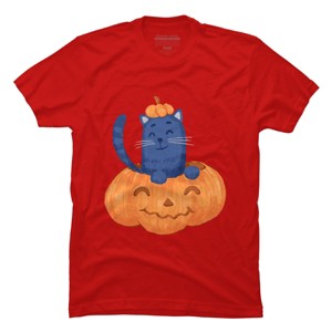 Men's Design By Humans Halloween Cat In A Pumpkin By wubbadub T-Shirt - 1 of 4