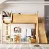 KWPZQEB Loft Bed, Solid Wood Loft Bed with High Guard Rail, Storage Shelves & Cabinet, Low Loft Bed Frame with Detachable Slide & Ladders - 3 of 4