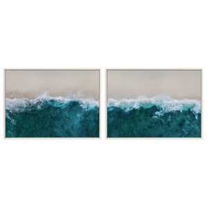 Kate & Laurel All Things Decor (Set of 2) 28"x38" Sylvie Waves Crashing on Beach 1 and 2 Wall Arts by The Creative Bunch Studio White - 1 of 4