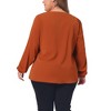 Agnes Orinda Women's Plus Size Work Dressy Casual Pleated V Neck Long Sleeve Blouses - 4 of 4