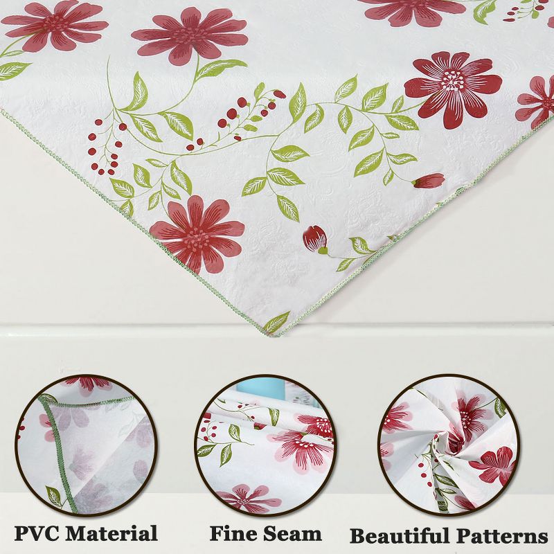 PiccoCasa Vinyl Water Oil Resistant Plaid Flower Printed for Table Kitchen Tablecloths, 4 of 5