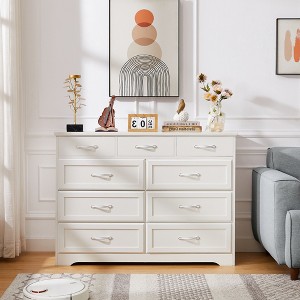 CAVINAS 9 Drawer Dresser Tall Dresser with Antique Handles Wood Chest of Drawers for Living Room, Hallway, Bedroom - 1 of 4